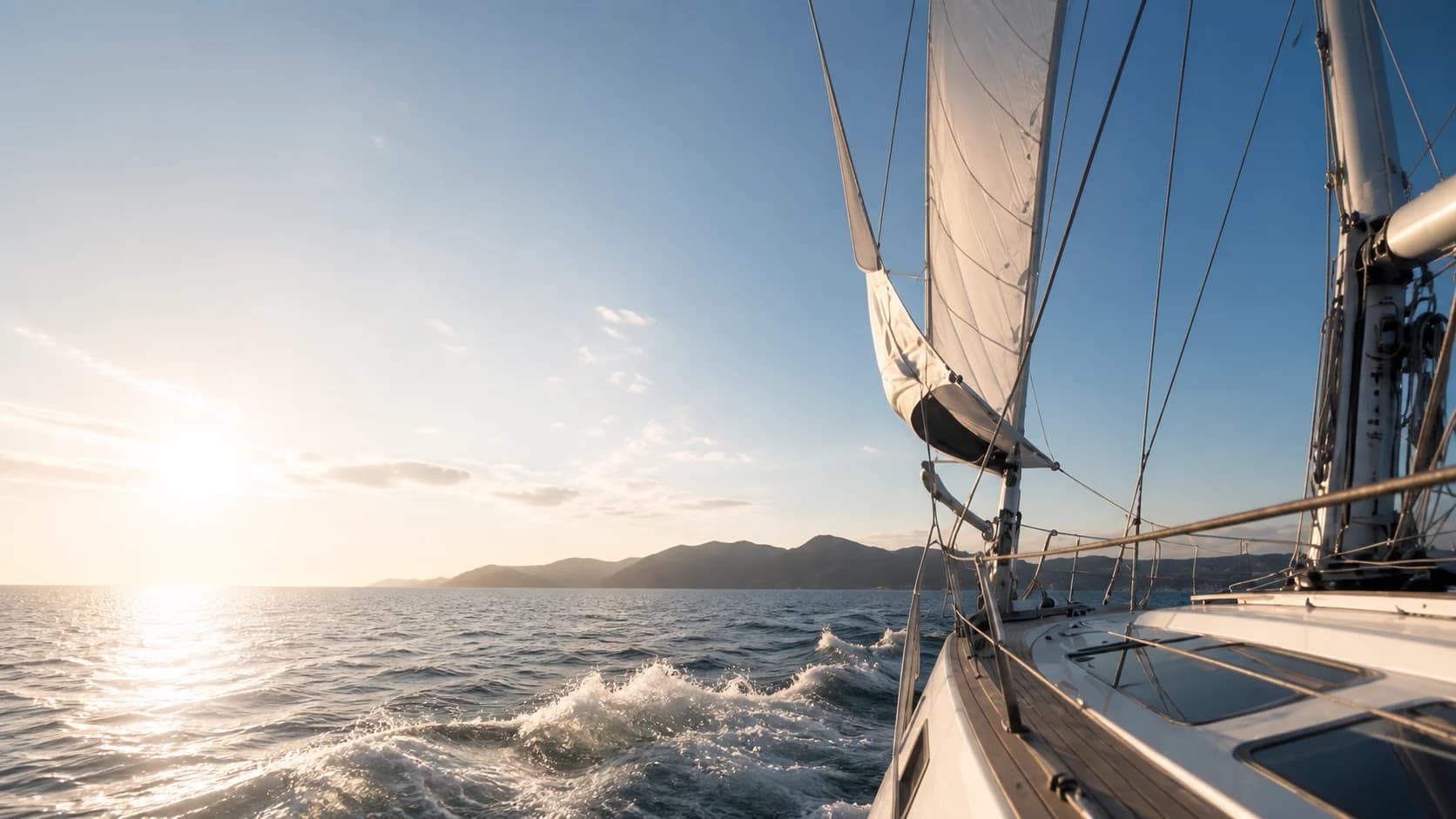 Sailing yacht on open water